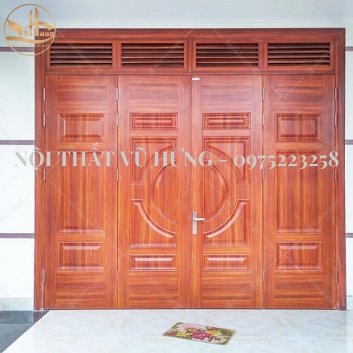 15+ mẫu cửa gỗ 4 cánh mặt tiền đẹp mắt, sang trọng và ấn tượng 