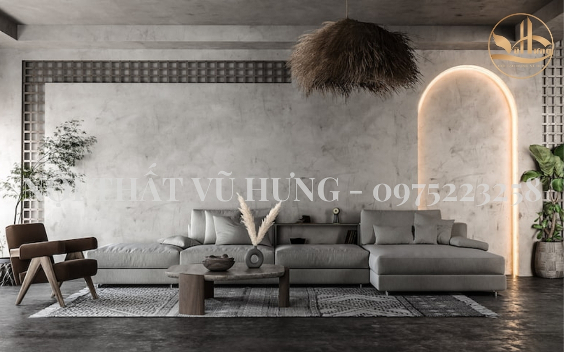 Mẫu thiết kế phòng khách biệt thự mini theo phong cách Minimalism 