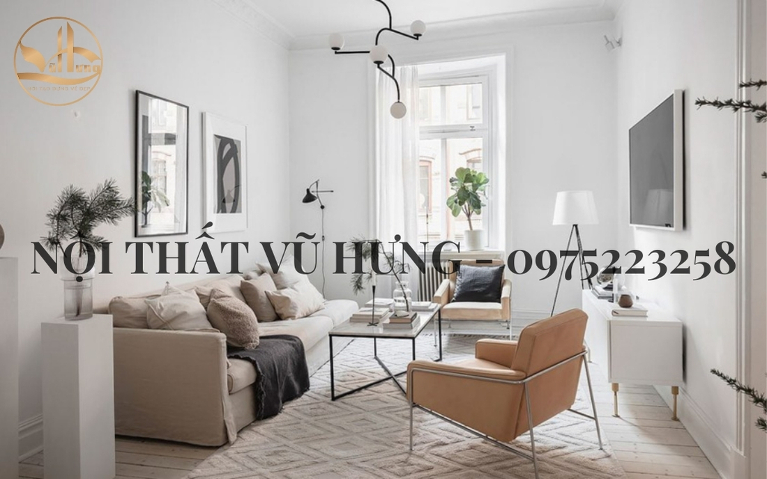 Phòng khách nhà ống theo phong cách Bắc Âu