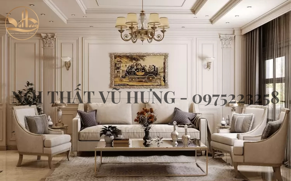 Nội thất phòng khách nhà ống sang trọng với lối thiết kế Luxury 