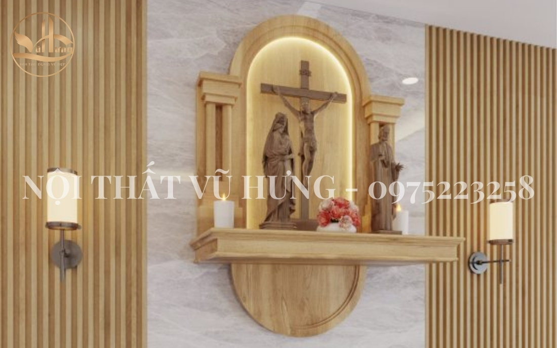 các mẫu bàn thờ gỗ sồi treo tường