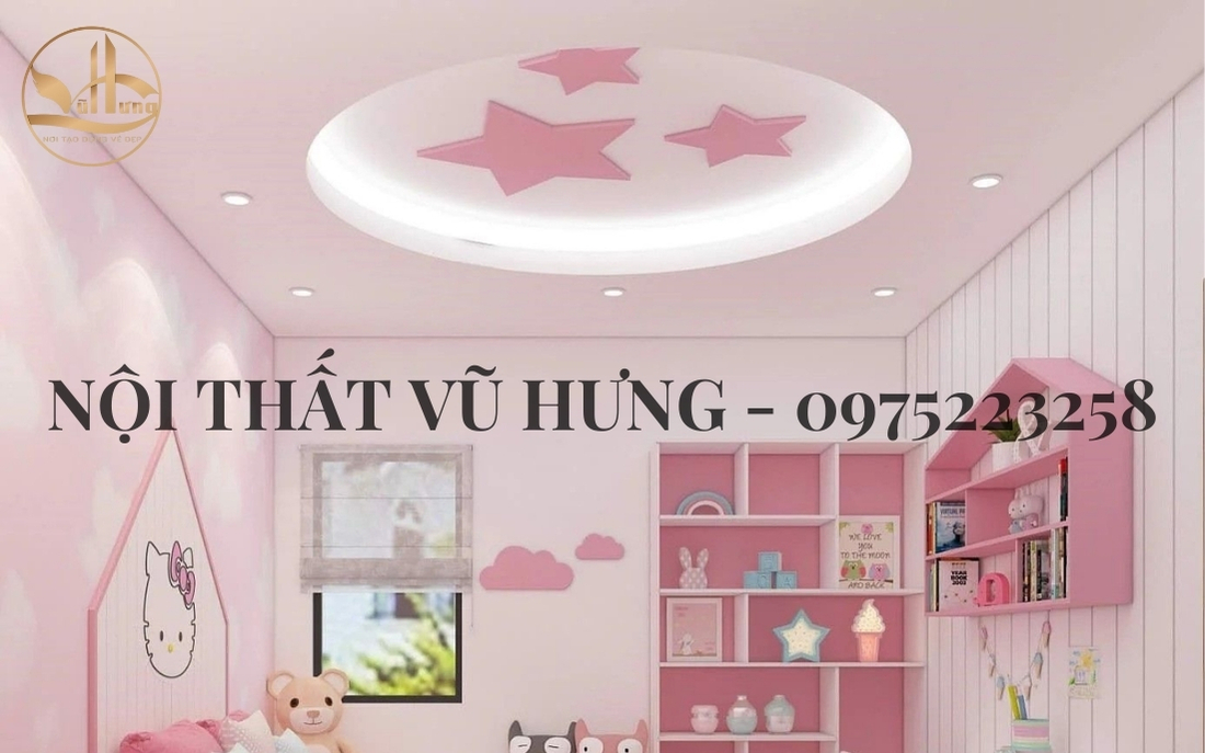 Mẫu trần thạch cao phòng ngủ dành cho các bé