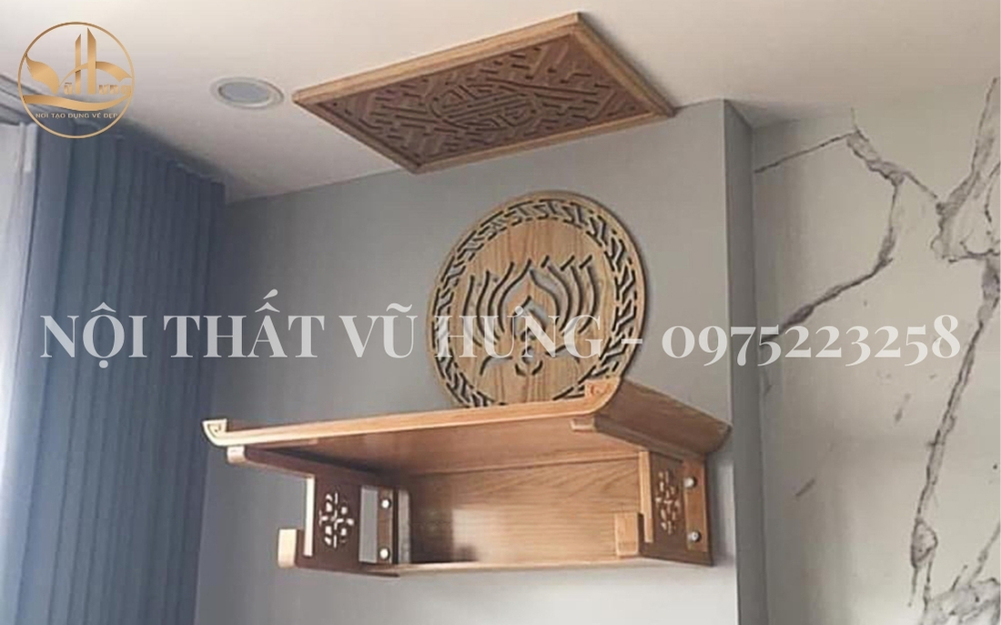 bàn thờ gỗ sồi treo tường
