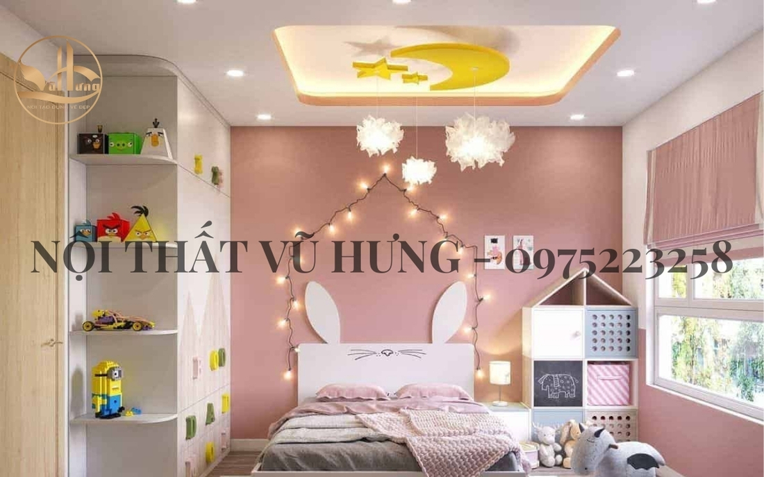 Mẫu trần thạch cao phòng ngủ dành cho các bé