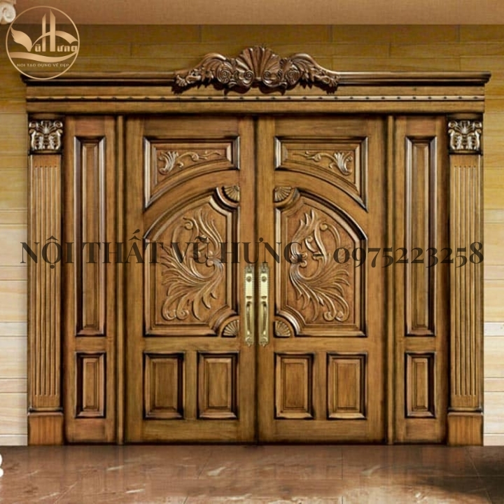 15+ mẫu cửa gỗ 4 cánh mặt tiền đẹp mắt, sang trọng và ấn tượng 