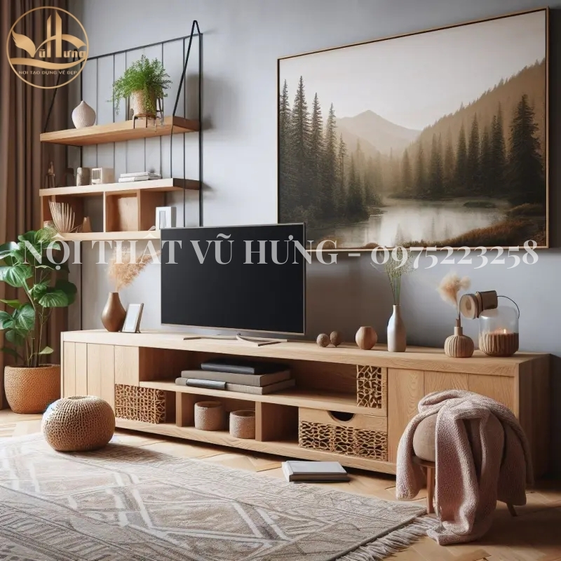 Các mẫu kệ tivi đẹp bằng gỗ đơn giản làm đẹp không gian phòng khách hoàn hảo 