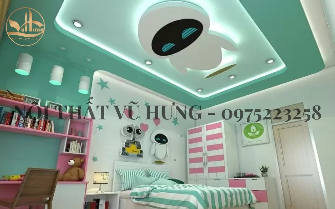 Mẫu trần thạch cao phòng ngủ dành cho các bé