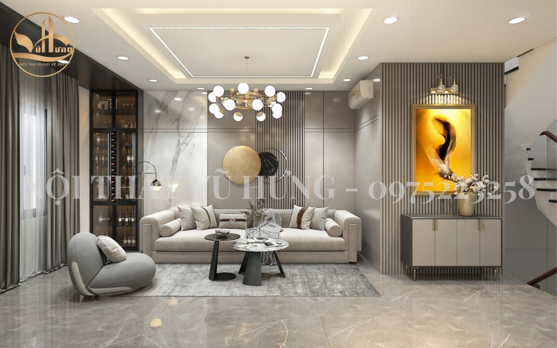 Mẫu phòng khách đẹp nhà ống theo từng diện tích sử dụng 