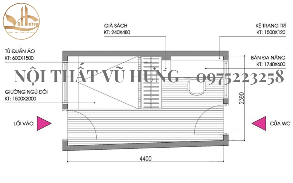 Các bản vẽ thiết kế phòng ngủ nhỏ 10m2 vừa công năng vừa thẩm mỹ