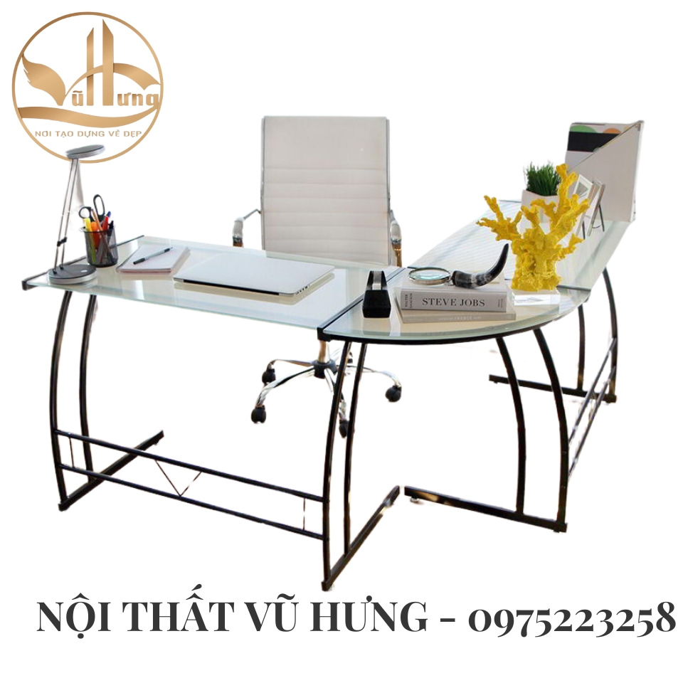 Mẫu bàn làm việc từ gỗ công nghiệp kiểu chân sắt