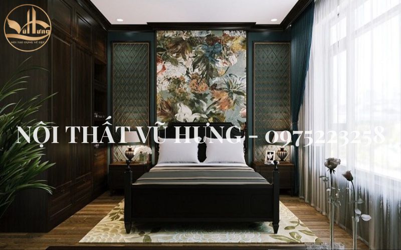 Thiết kế phòng ngủ 15m2 cho vợ chồng cực sang trọng với phong cách Đông Dương