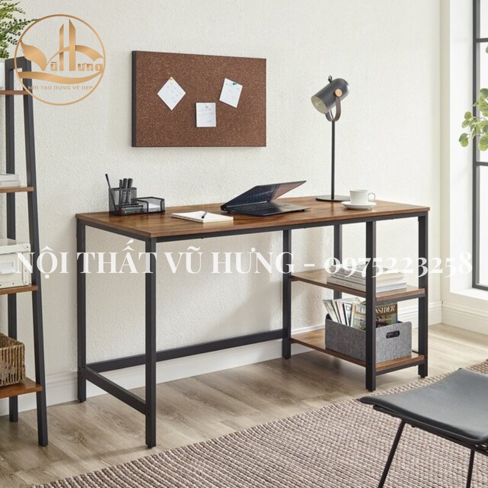 Mẫu bàn làm việc từ gỗ công nghiệp kiểu chân sắt