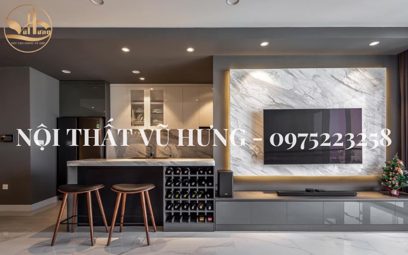 Mẫu quầy bar đơn giản mà đẹp từ chất liệu đá hoa cương/ đá cẩm thạch