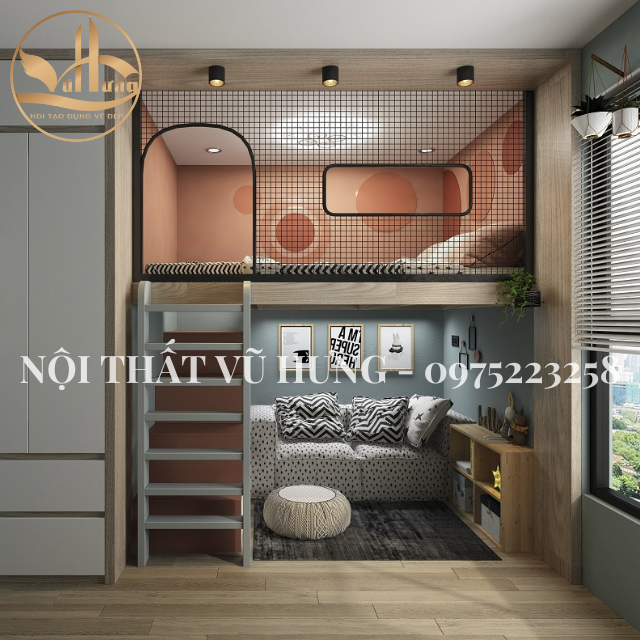 Giường tầng người lớn bằng gỗ