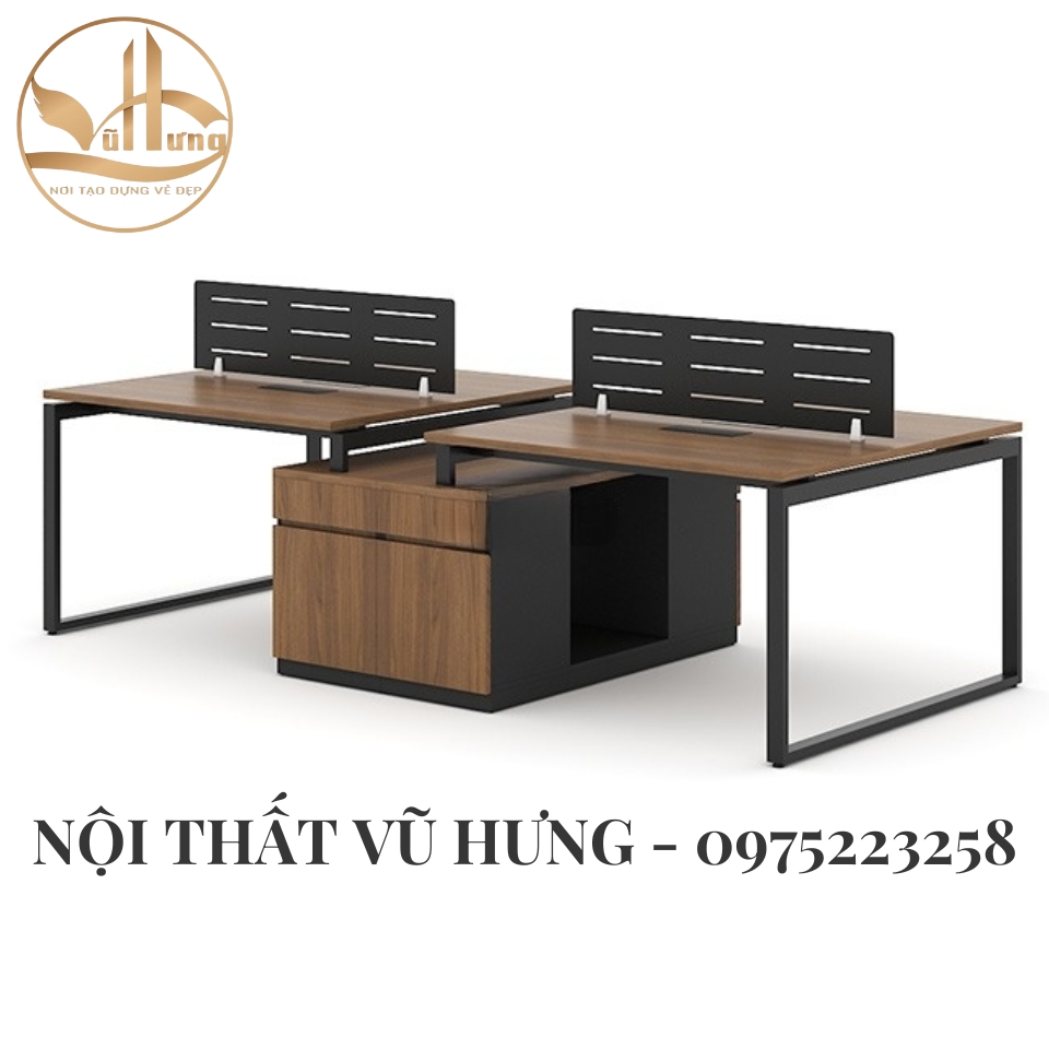 Mẫu bàn làm việc từ gỗ công nghiệp kiểu chân sắt