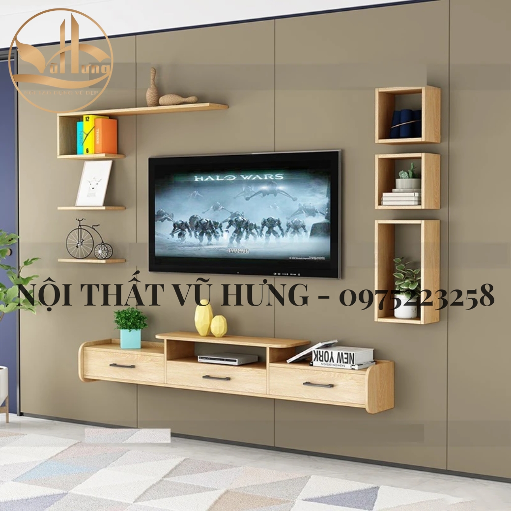 Kệ tivi treo tường nhỏ gọn - tiện lợi