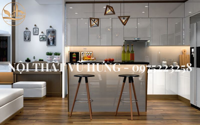 Mẫu quầy bar đơn giản mà đẹp theo hình chữ I