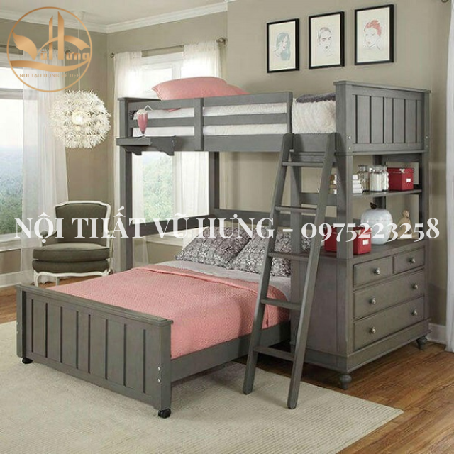 Giường tầng người lớn bằng gỗ
