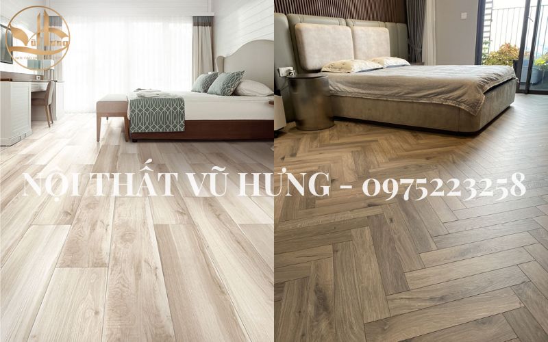 Màu sắc của sàn gỗ phòng ngủ: Đối với phòng ngủ, việc chọn màu sắc của sàn gỗ cần tập trung vào sự yên tĩnh và thư giãn. Màu sắc trung tính như vàng nhạt, vàng nâu nhạt, xám nhạt và xám trắng thường là lựa chọn phổ biến, tạo cảm giác nhẹ nhàng và hài hòa.  + Tùy thuộc vào diện tích của phòng và ánh sáng tự nhiên, bạn có thể cân nhắc giữa màu sáng và đậm theo sở thích cá nhân. Tuy nhiên, nếu muốn sử dụng màu sắc tối, bạn cần phải kết hợp chúng một cách hài hòa với màu sắc của tường và đồ nội thất để đảm bảo vẻ đẹp tổng thể cho căn phòng.