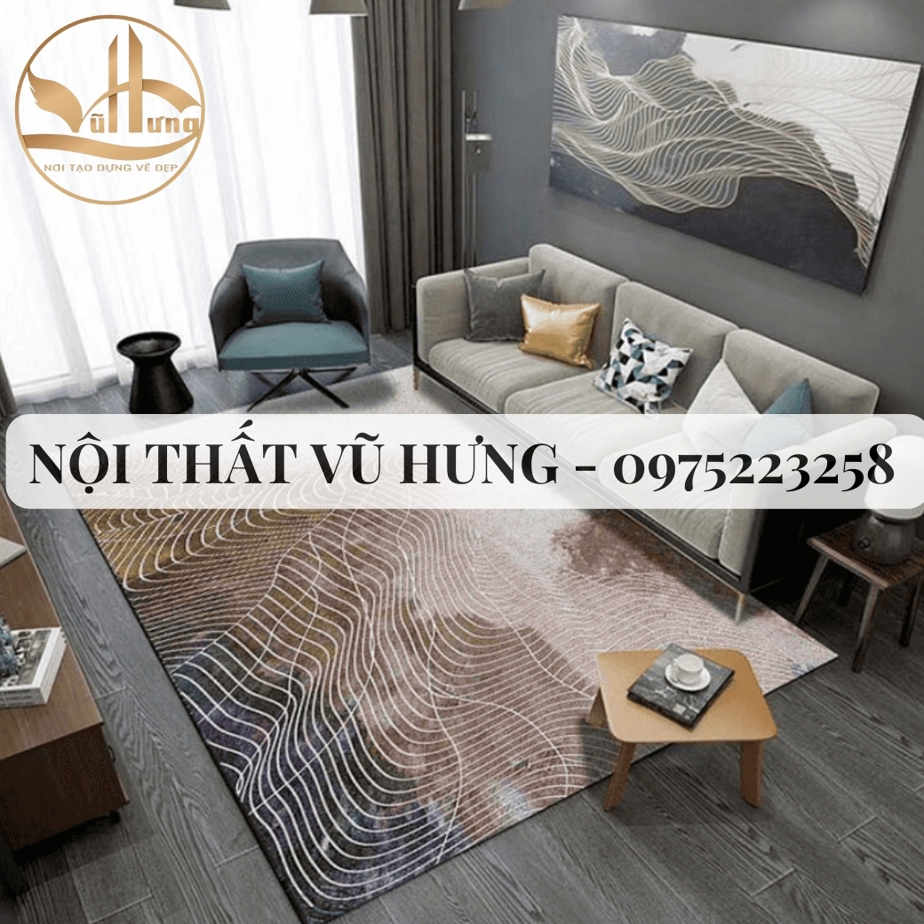 Decor phòng khách nhỏ với thảm trải sàn