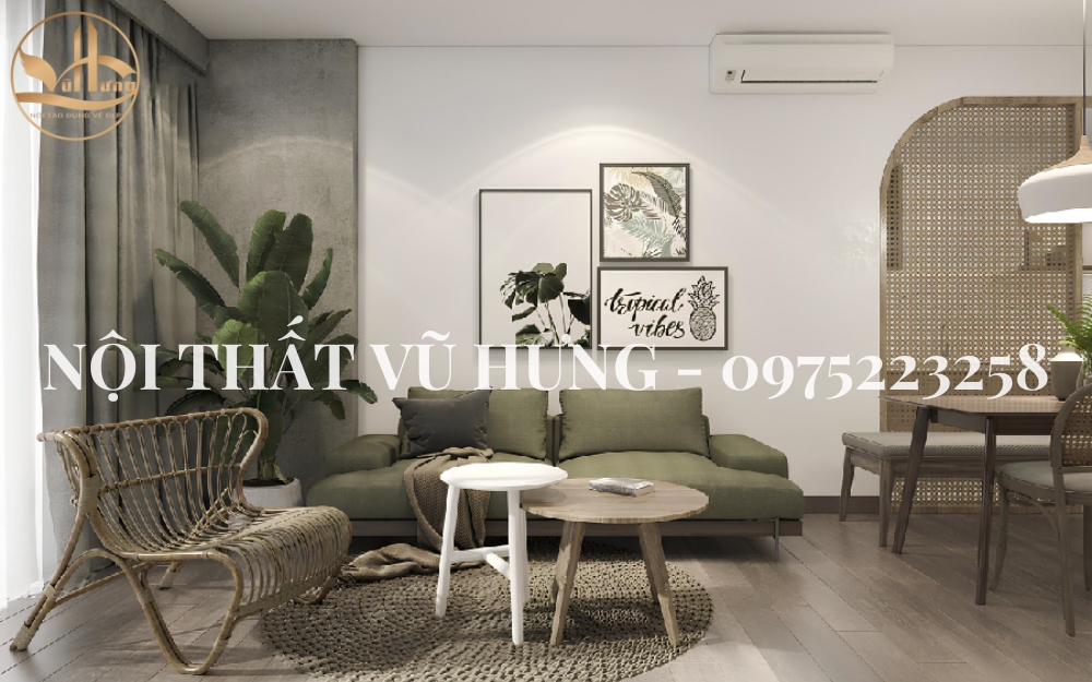 Trang trí phòng khách nhỏ đẹp theo Tropical Style