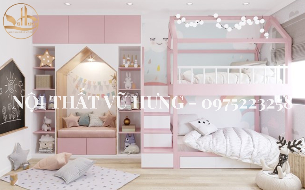 Giường tầng trẻ em bằng gỗ