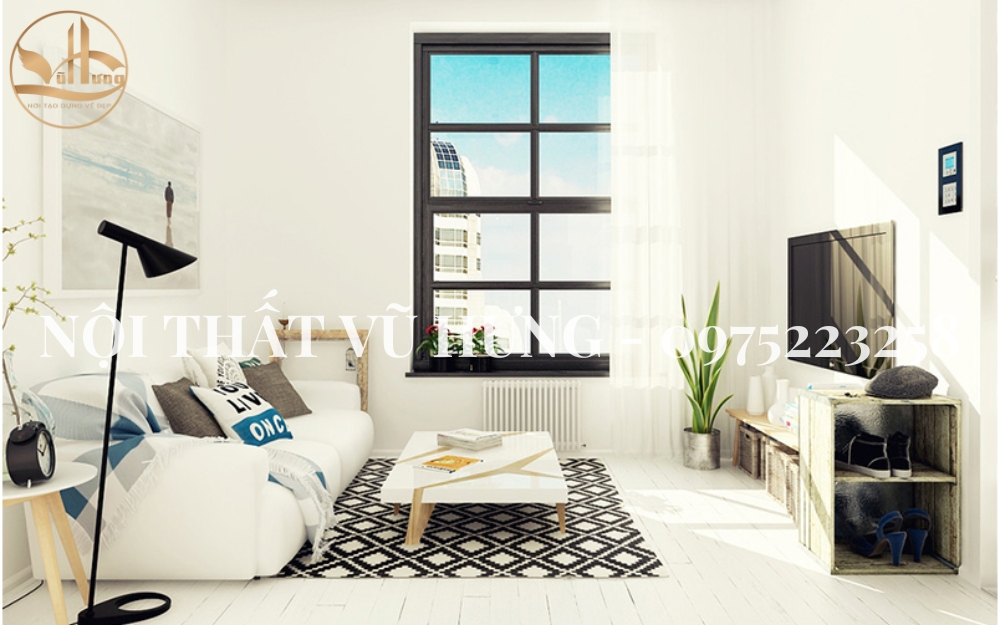 Trang trí phòng khách nhỏ đẹp đơn giản với 12m2