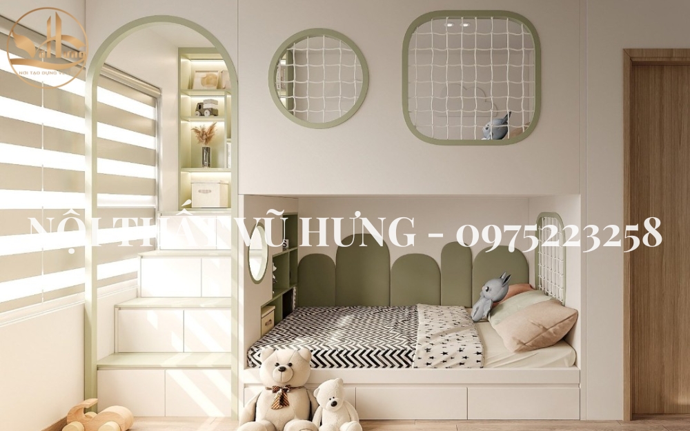 Giường tầng trẻ em bằng gỗ