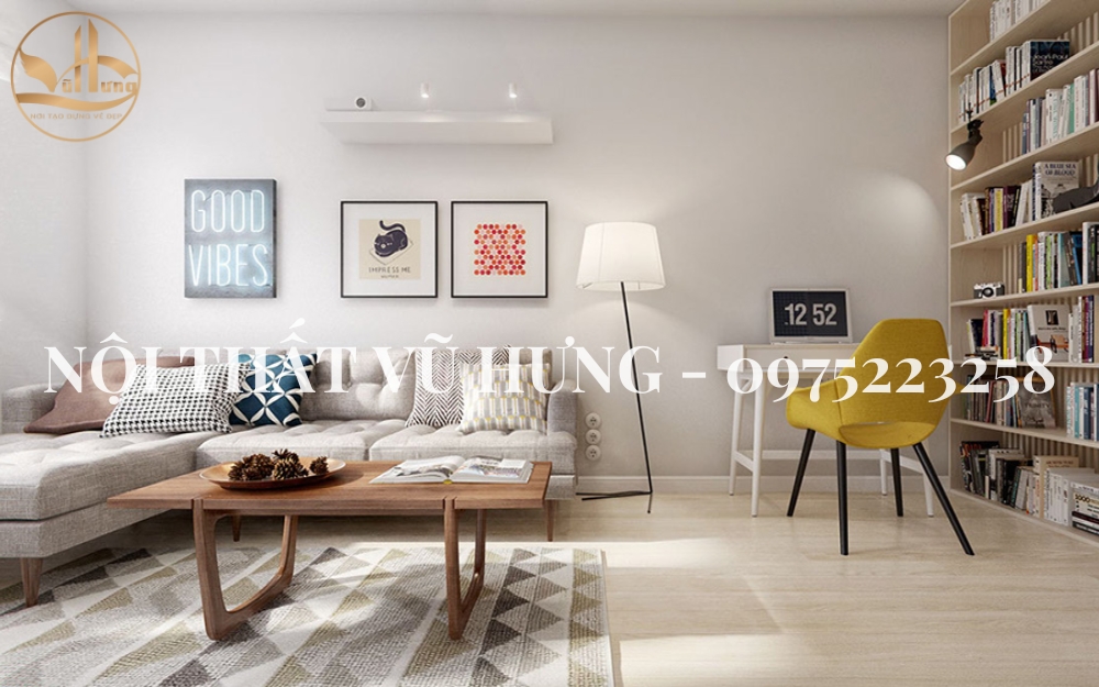 Trang trí phòng khách nhỏ đẹp đơn giản với 12m2